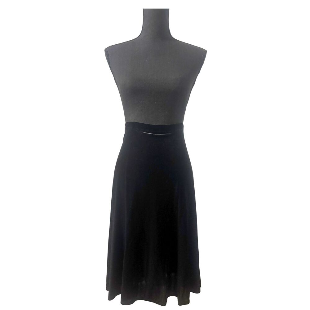 Black Velvet Retro Alternative Fairy Whimsy Gothic Size XL 1X Midi Maxi Skirt